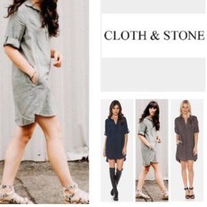 Anthropologie Cloth & Stone Shirt Dress Grey Med